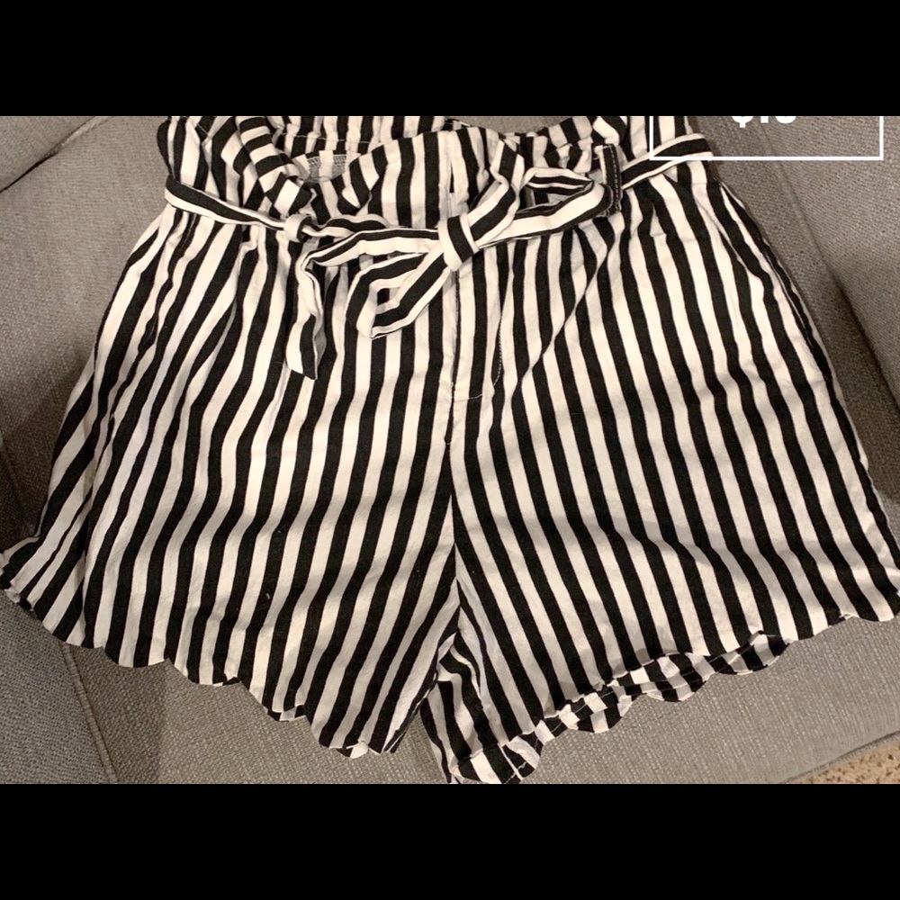 Black and white striped shorts